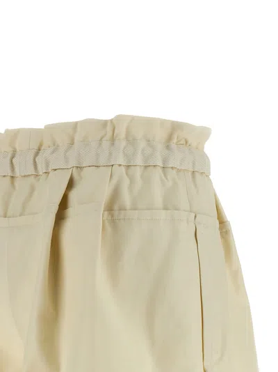 Moncler Relaxed Fit Bermuda Shorts With Elastic Waistband In Neutral