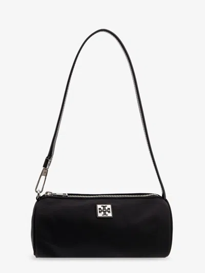 Tory Burch Virginia Nylon Cylindrical Shoulder Bag In Black