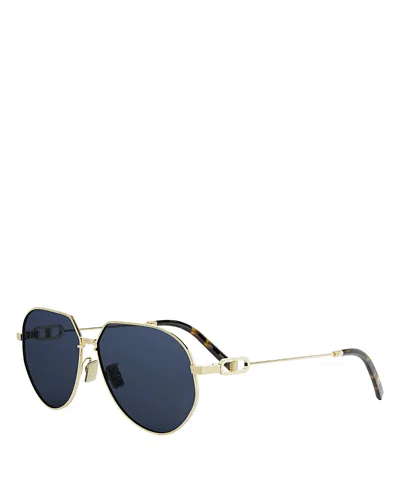 Dior Cd Link A1u Round-frame Silver-tone Sunglasses In Metallic