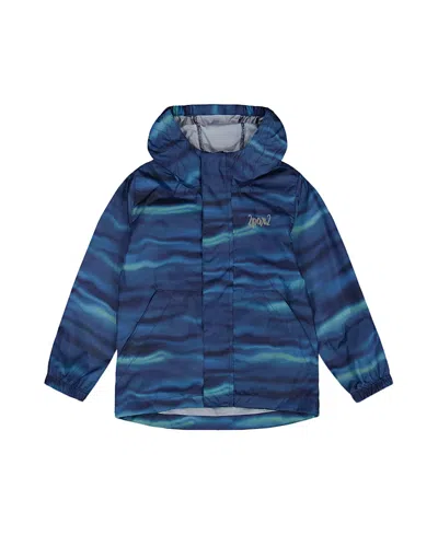 Deux Par Deux Little Boy's Printed Packable Windbreaker Blue Wave And Black