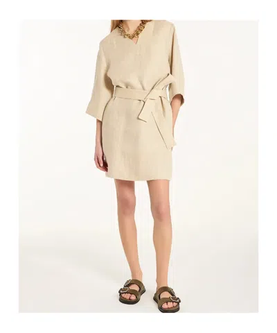 P.a.r.o.s.h Dress With Belt In Neutral