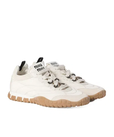 Miu Miu Tyre Technical Fabric And Suede Sneakers