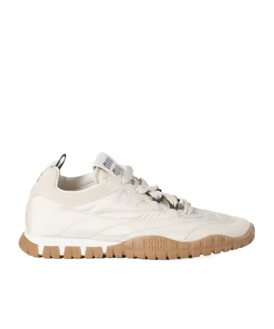 Miu Miu Tyre Technical Fabric And Suede Sneakers