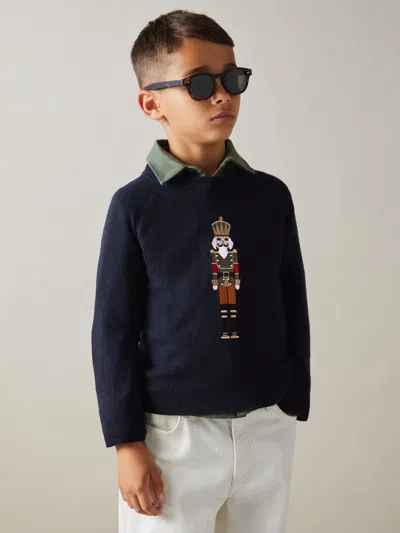 Reiss Navy 9-13 Yrs Intarsia Knit Nutcracker Jumper