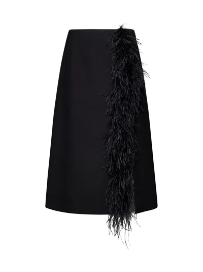 Prada Abbigliamento Feathers Wool Midi Skirt