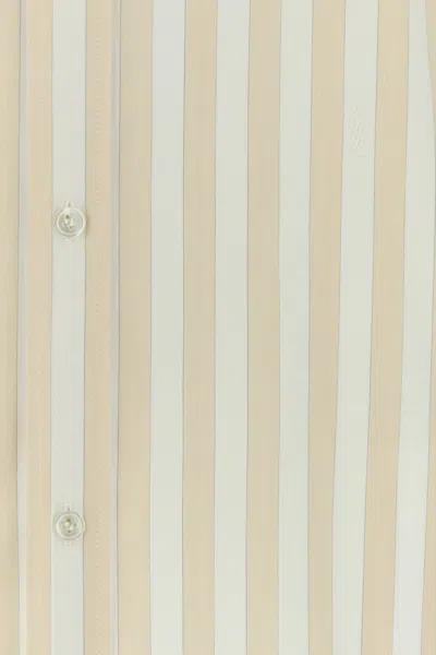 Saint Laurent Beige Striped Shirt In Neutral