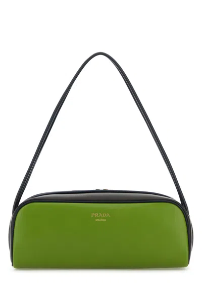 Prada Borsa A Spalla In Pelle Verde Donna