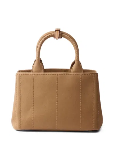 Prada Canvas Shoulder Bag Structured Shape Top Handles