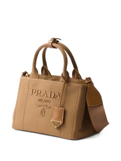 Prada Canvas Shoulder Bag Structured Shape Top Handles