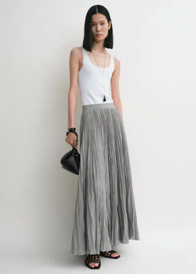 Totême Crinkled Plisse Skirt In Pale Grey In Multi