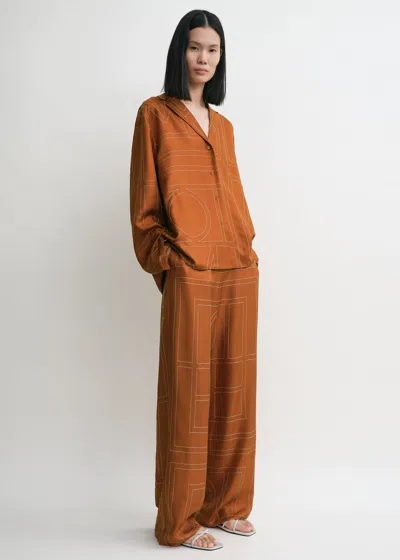 Totême Toteme Women Monogram Silk Shirt In Brown
