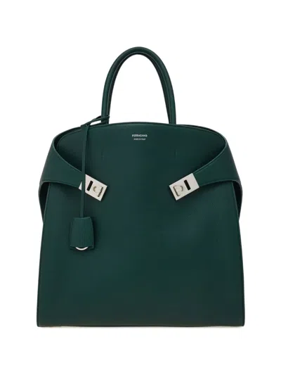 Ferragamo Hug Tote Bag In Green