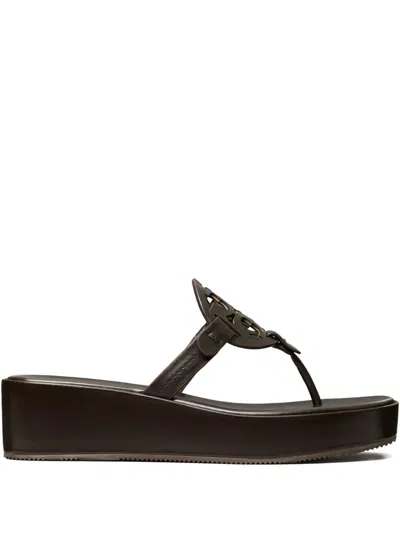 Tory Burch Wedge Thong Sandals Featuring Stud Detail