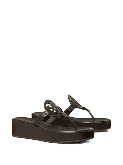 Tory Burch Wedge Thong Sandals Featuring Stud Detail