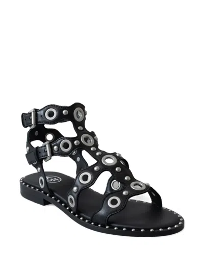 Ash Sandals With Circular Cutouts And Metallic Accents In Black
