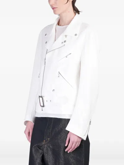 Junya Watanabe Biker Jacket In White Polyester