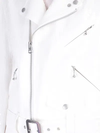 Junya Watanabe Biker Jacket In White Polyester
