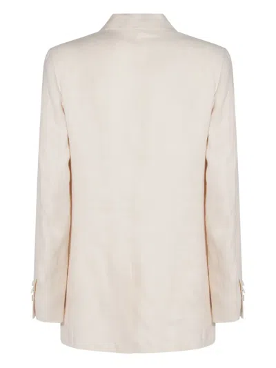 Montedoro White Linen Casual Jacket In Neutral