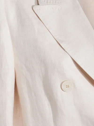 Montedoro White Linen Casual Jacket In Neutral