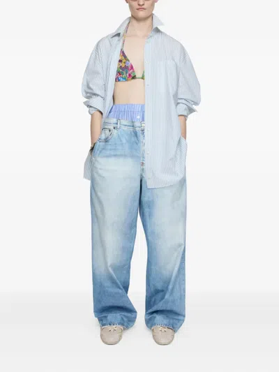 Acne Studios Jeans-effect Cotton Trousers In Blue