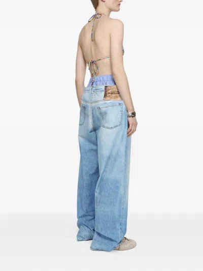 Acne Studios Jeans-effect Cotton Trousers In Blue