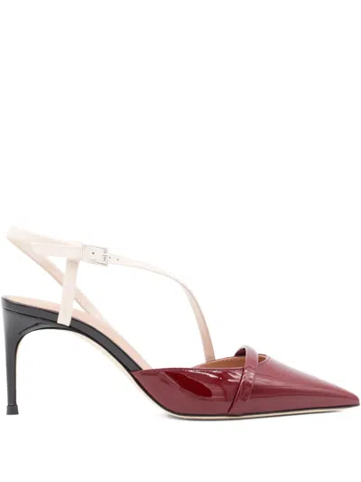 Malone Souliers Glossy Pointed Stiletto Two-tone Pumps In Red