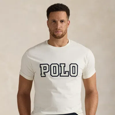Polo Ralph Lauren Grey Crewneck T-shirt With Logo Print On The Front In Cotton Man In White