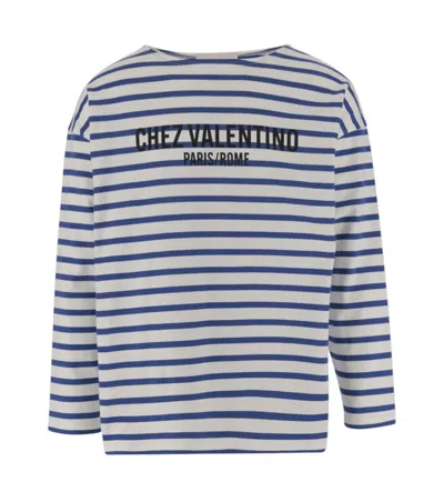 Valentino Garavani Man T-shirt Navy Size L Cotton In White