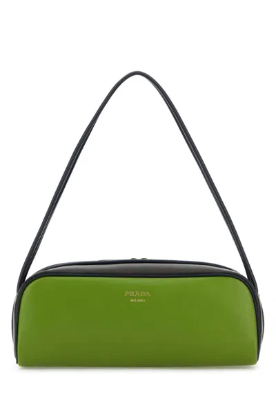 Prada Borsa A Spalla In Pelle Verde Donna