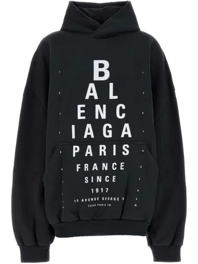 Balenciaga Optical Black Washed Oversized Hoodie