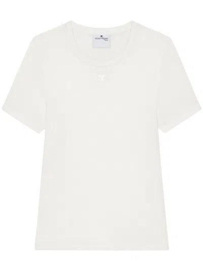Courrèges Logo Patch Short Sleeves T-shirt In White