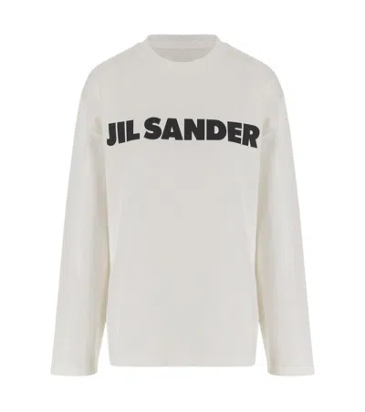 Jil Sander Cropped Long-sleeved Top With Minimalist Design And Logo