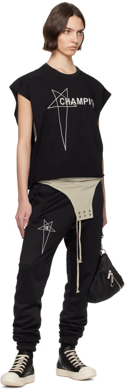 Rick Owens Black Champion Edition Joggers Sweatpants In Black