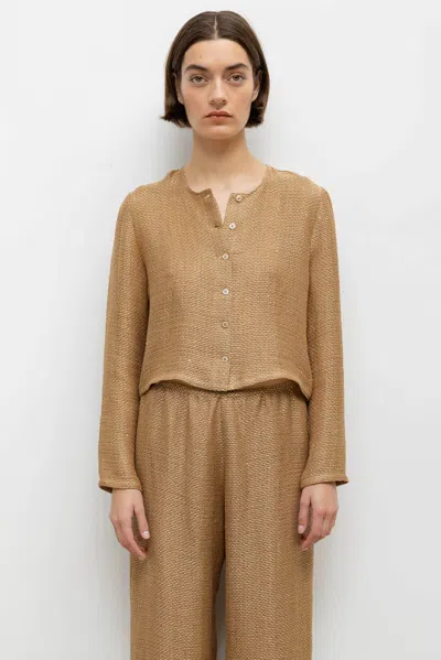 Leset Stella Crew Cardigan In Brown