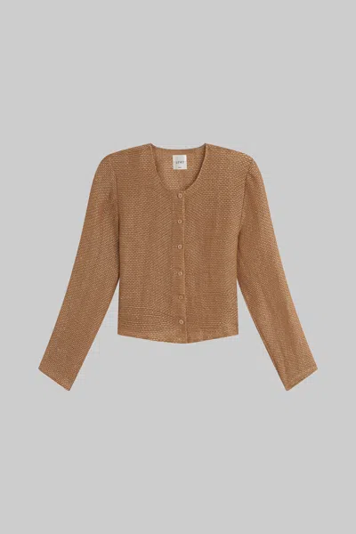 Leset Stella Crew Cardigan In Brown