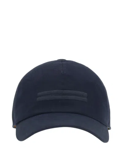 Zegna Lined Metal Logo Hat With Embroidered Brand Mark