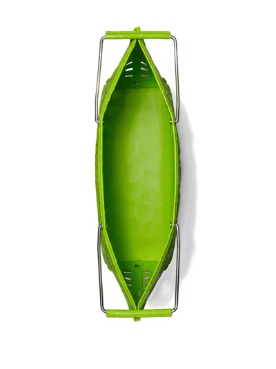 Tory Burch Ella Croc Embossed Leather Shopping Basket Tote In Green