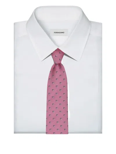 Ferragamo Silk Tie In Pink