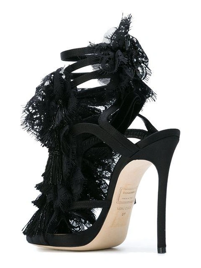 Shop Dsquared2 Fringed Lace Stiletto Sandals