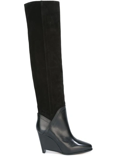 Maison Margiela Wedge Knee High Boots In 黑色