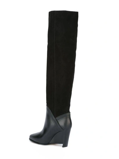 Shop Maison Margiela Wedge Knee High Boots In Black