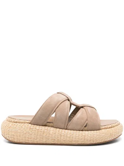 Ash Crisscross Strap Brown Platform Sandals In Neutral