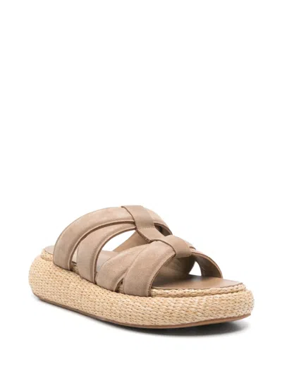 Ash Crisscross Strap Brown Platform Sandals In Neutral