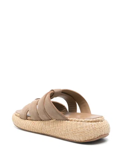 Ash Crisscross Strap Brown Platform Sandals In Neutral