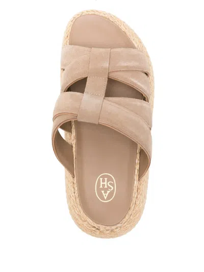 Ash Crisscross Strap Brown Platform Sandals In Neutral