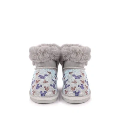 Moa Master Of Arts Beige Microstud Mickey Winter Boots In Gray