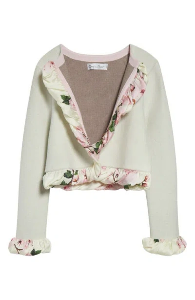 Oscar De La Renta Ruffled Knit Cardigan In Off-white