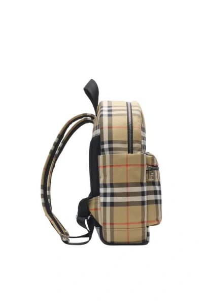 Burberry Kids Beige Check Backpack In Brown