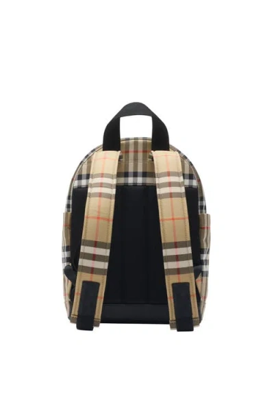 Burberry Kids Beige Check Backpack In Brown