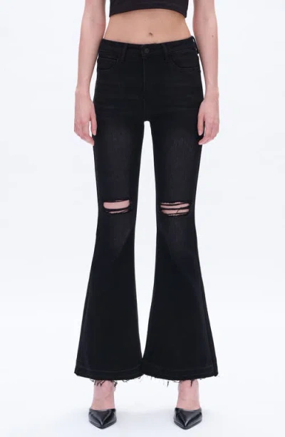 Bayeas Lauren Ripped High Waist Raw Hem Flare Jeans